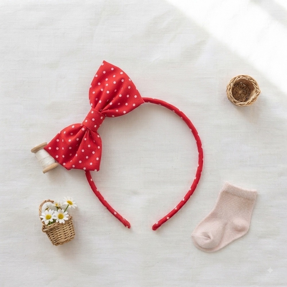 NEW Eleanor Rose Girls Bea Headband Red White Polka Dot Santa Dots OS